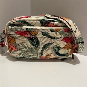 EUC Lug Cream, Fuschia and Green Quilted Crossbody Bag with Floral Print